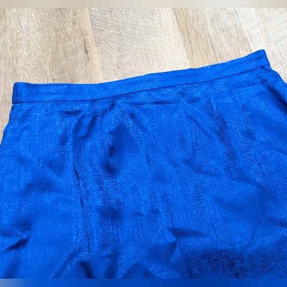 Royal Blue 100% Silk Midi Skirt Size 10p - Picture 10 of 10